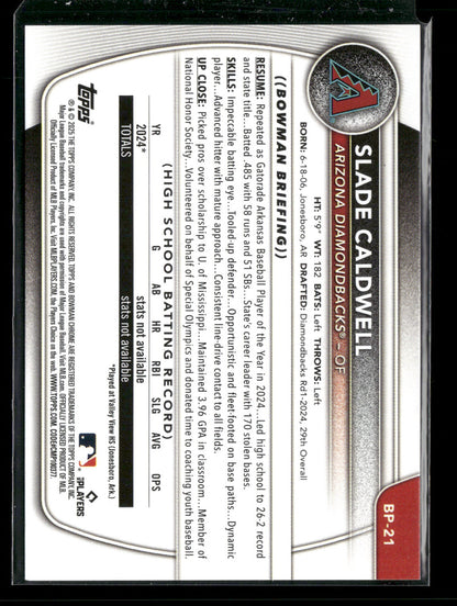 2025 Bowman Slade Caldwell #BP-21 1st Bowman