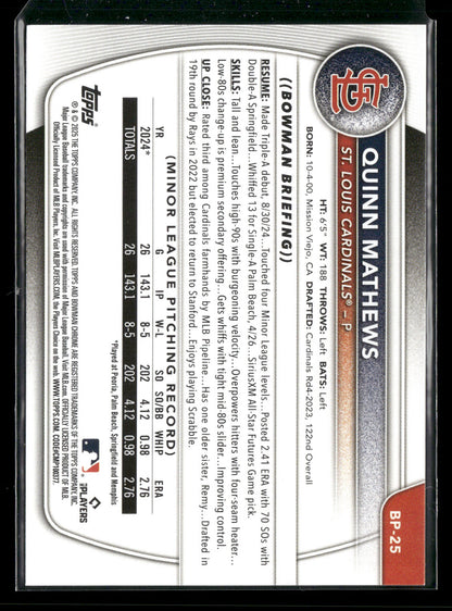 2025 Bowman Quinn Mathews #BP-25 1st Bowman