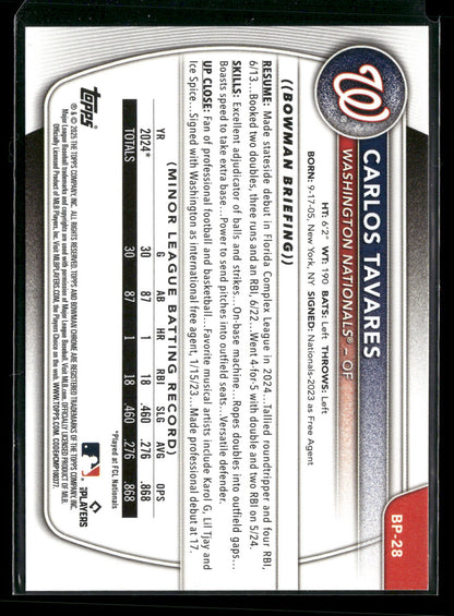 2025 Bowman Carlos Tavares #BP-28 1st Bowman