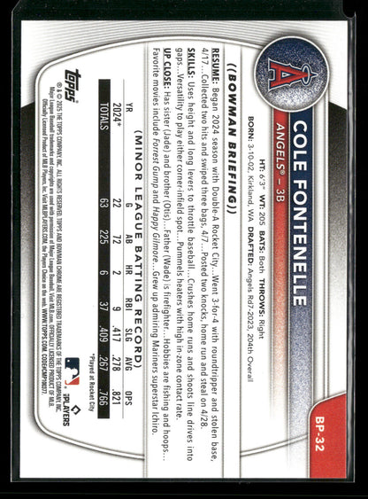2025 Bowman Cole Fontenelle #BP-32 1st Bowman