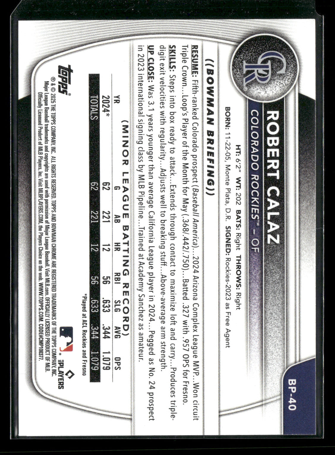2025 Bowman Robert Calaz #BP-40