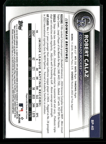 2025 Bowman Robert Calaz #BP-40