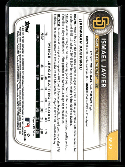 2025 Bowman Ismael Javier #BP-52 1st Bowman