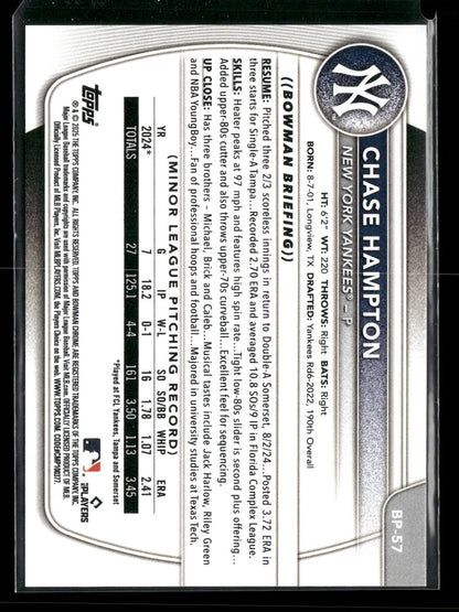 2025 Bowman Chase Hampton #BP-57 1st Bowman