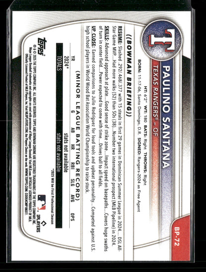 2025 Bowman Paulino Santana #BP-72