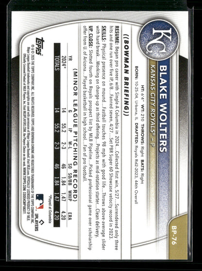 2025 Bowman Blake Wolters #BP-76 1st Bowman