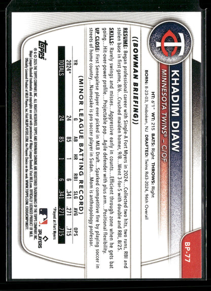 2025 Bowman Khadim Diaw #BP-77 1st Bowman
