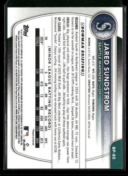 2025 Bowman Jared Sundstrom #BP-85 1st Bowman