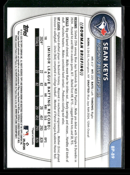 2025 Bowman Sean Keys #BP-89 1st Bowman