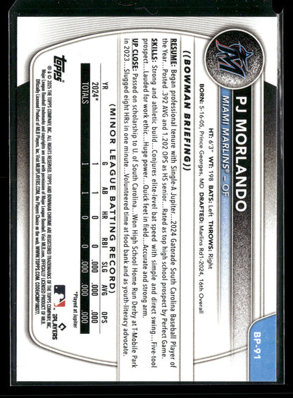 2025 Bowman PJ Morlando #BP-91 1st Bowman