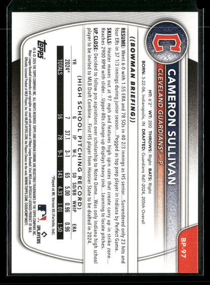 2025 Bowman Cameron Sullivan #BP-97 1st Bowman