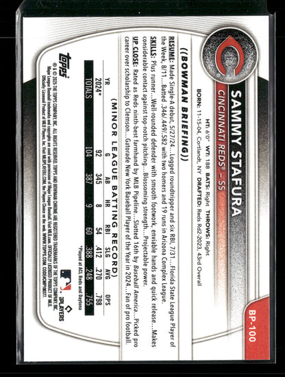 2025 Bowman Sammy Stafura #BP-100 1st Bowman