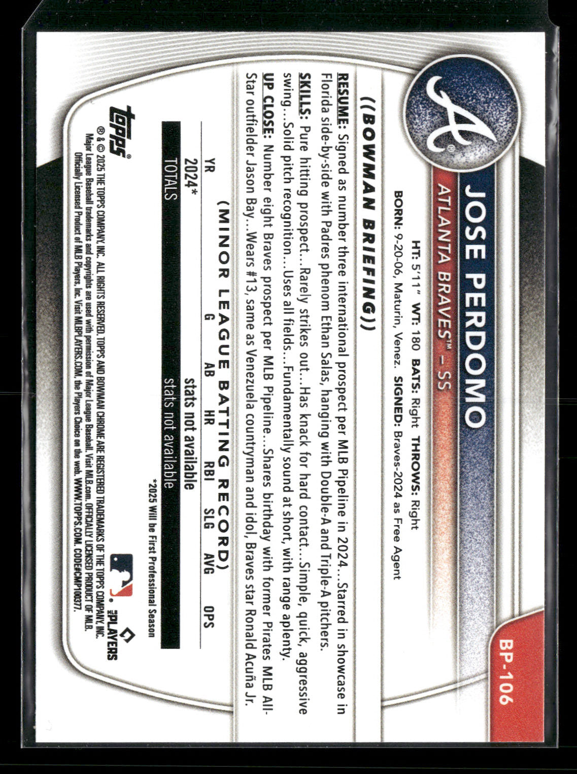 2025 Bowman Jose Perdomo #BP-106