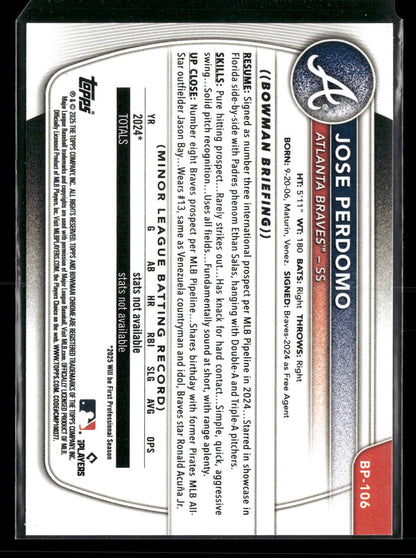 2025 Bowman Jose Perdomo #BP-106