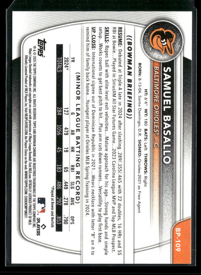 2025 Bowman Samuel Basallo #BP-109