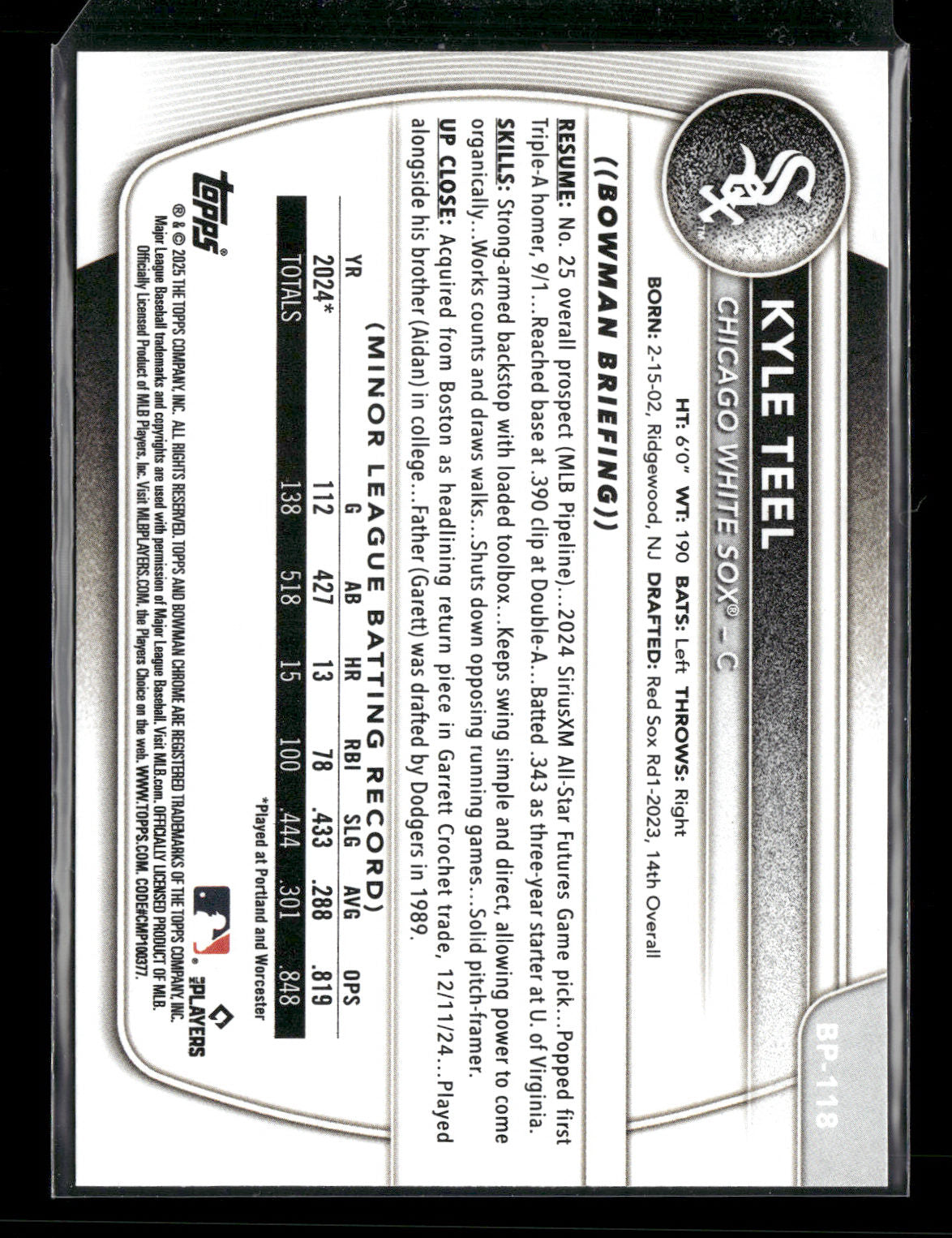 2025 Bowman Kyle Teel #BP-118