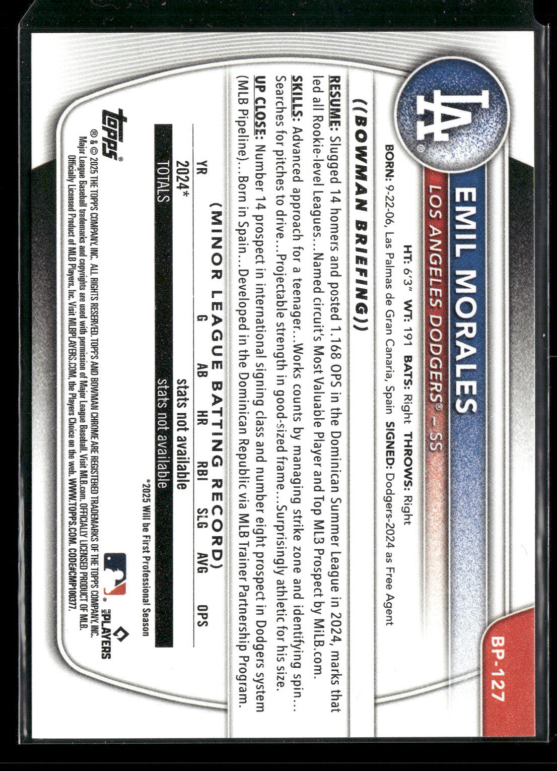 2025 Bowman Emil Morales #BP-127