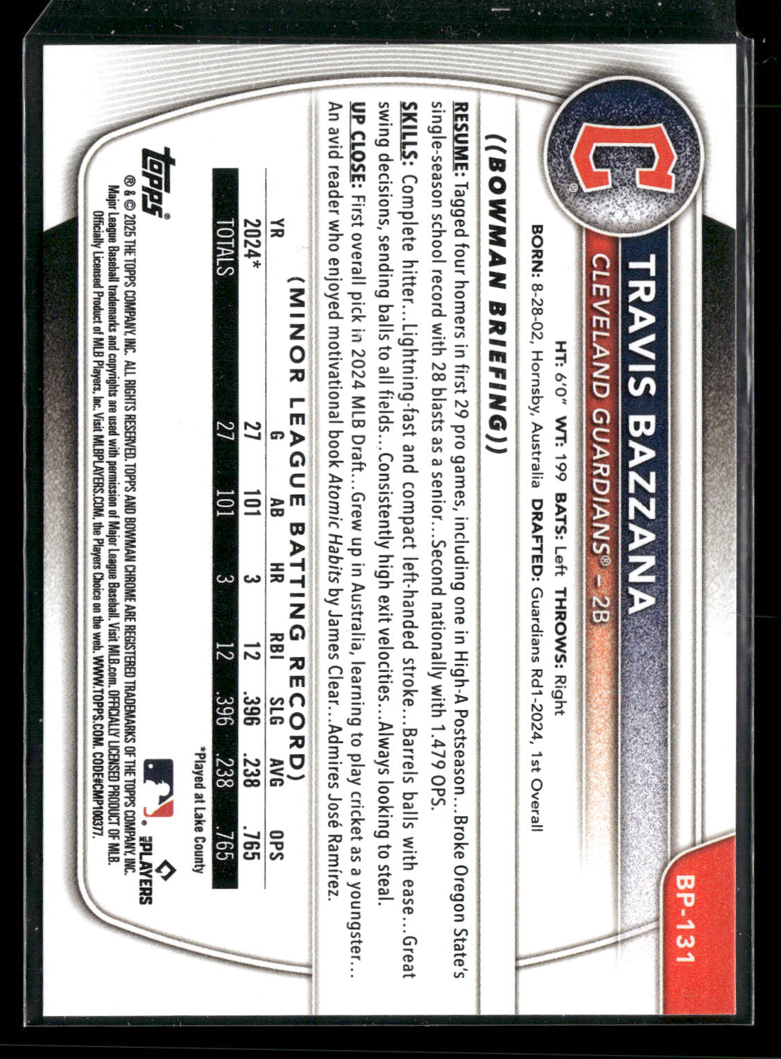 2025 Bowman Travis Bazzana #BP-131