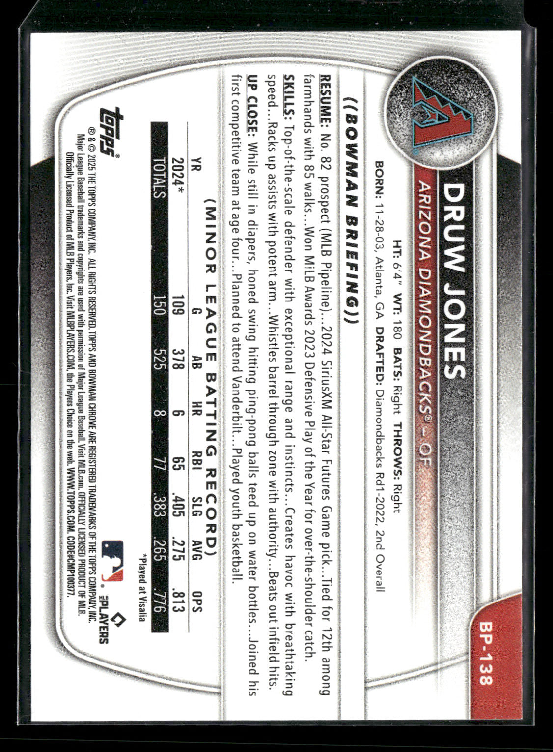 2025 Bowman Druw Jones #BP-138
