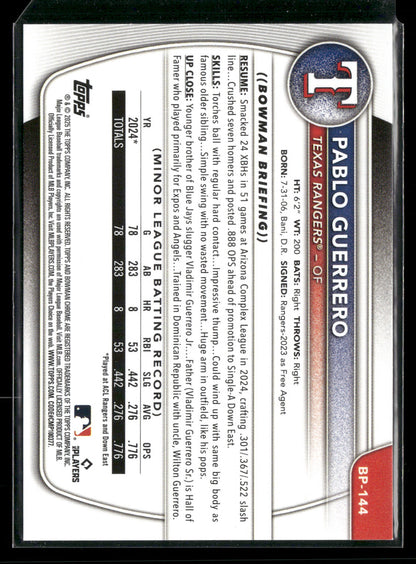 2025 Bowman Pablo Guerrero #BP-144