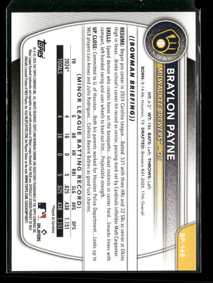 2025 Bowman Braylon Payne #BP-148