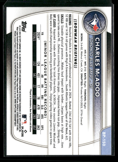 2025 Bowman Charles McAdoo #BP-150 1st Bowman
