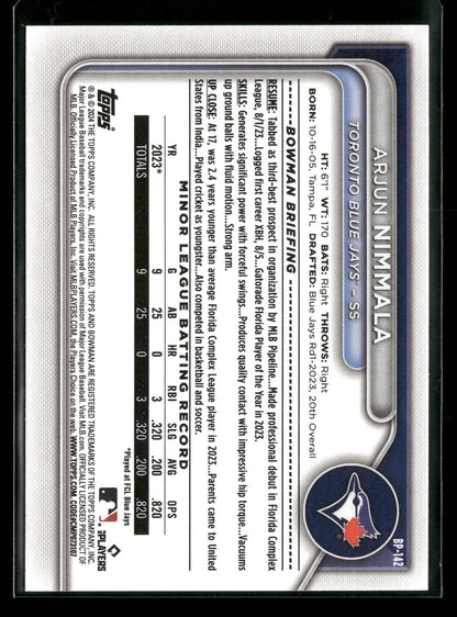 2024 Bowman Arjun Nimmala #BP-142 1st Bowman