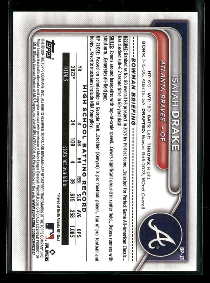 2024 Bowman Isaiah Drake #BP-21 1st Bowman
