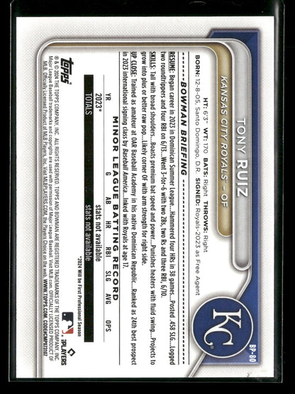 2024 Bowman Tony Ruiz #BP-80 1st Bowman