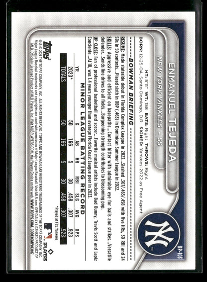 2024 Bowman Enmanuel Tejeda #BP-103 1st Bowman