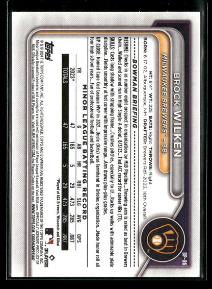 2024 Bowman Brock Wilken #BP-86 1st Bowman