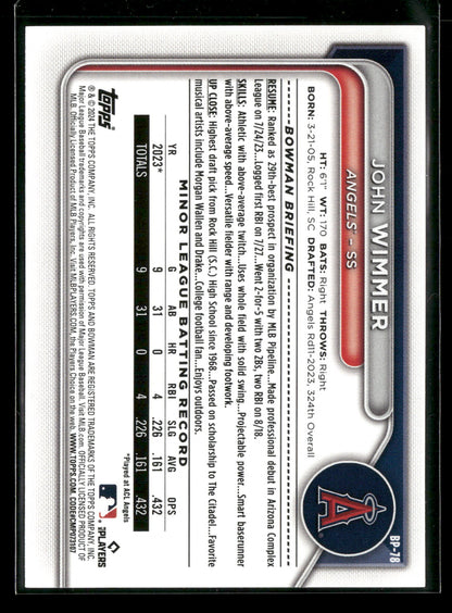 2024 Bowman John Wimmer #BP-78 1st Bowman