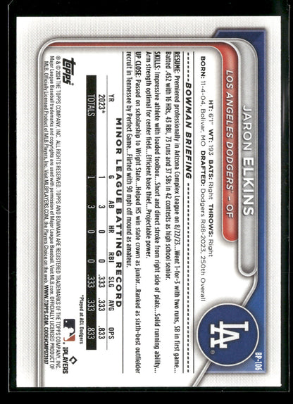 2024 Bowman Jaron Elkins #BP-106 1st Bowman