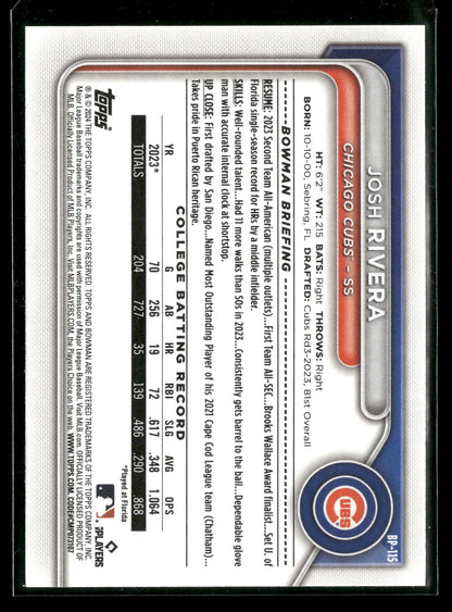 2024 Bowman Josh Rivera #BP-115 1st Bowman