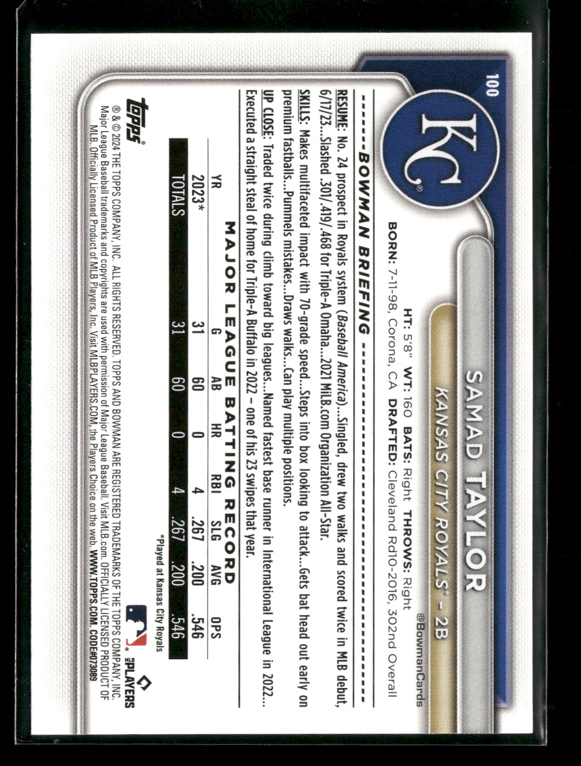 2024 Bowman Samad Taylor #100 RC