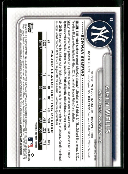 2024 Bowman Austin Wells #87 RC