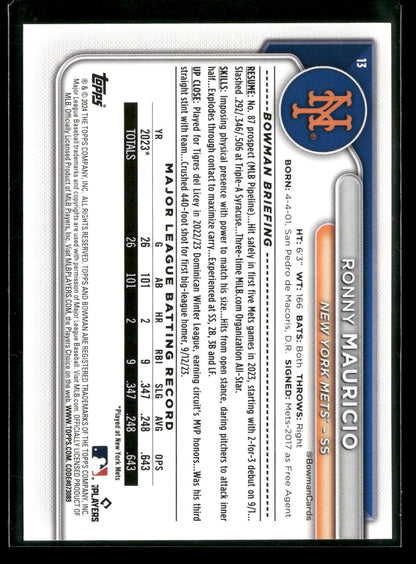 2024 Bowman Ronny Mauricio #13 RC