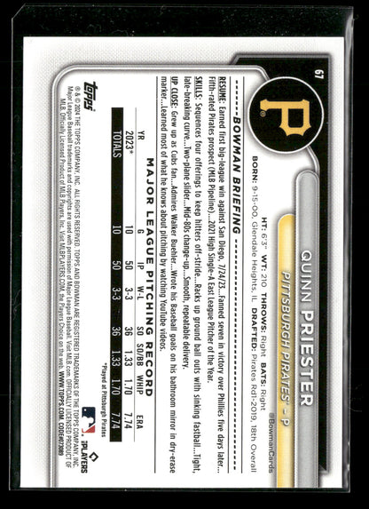 2024 Bowman Quinn Priester #67 RC