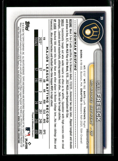 2024 Bowman Sal Frelick #39 RC