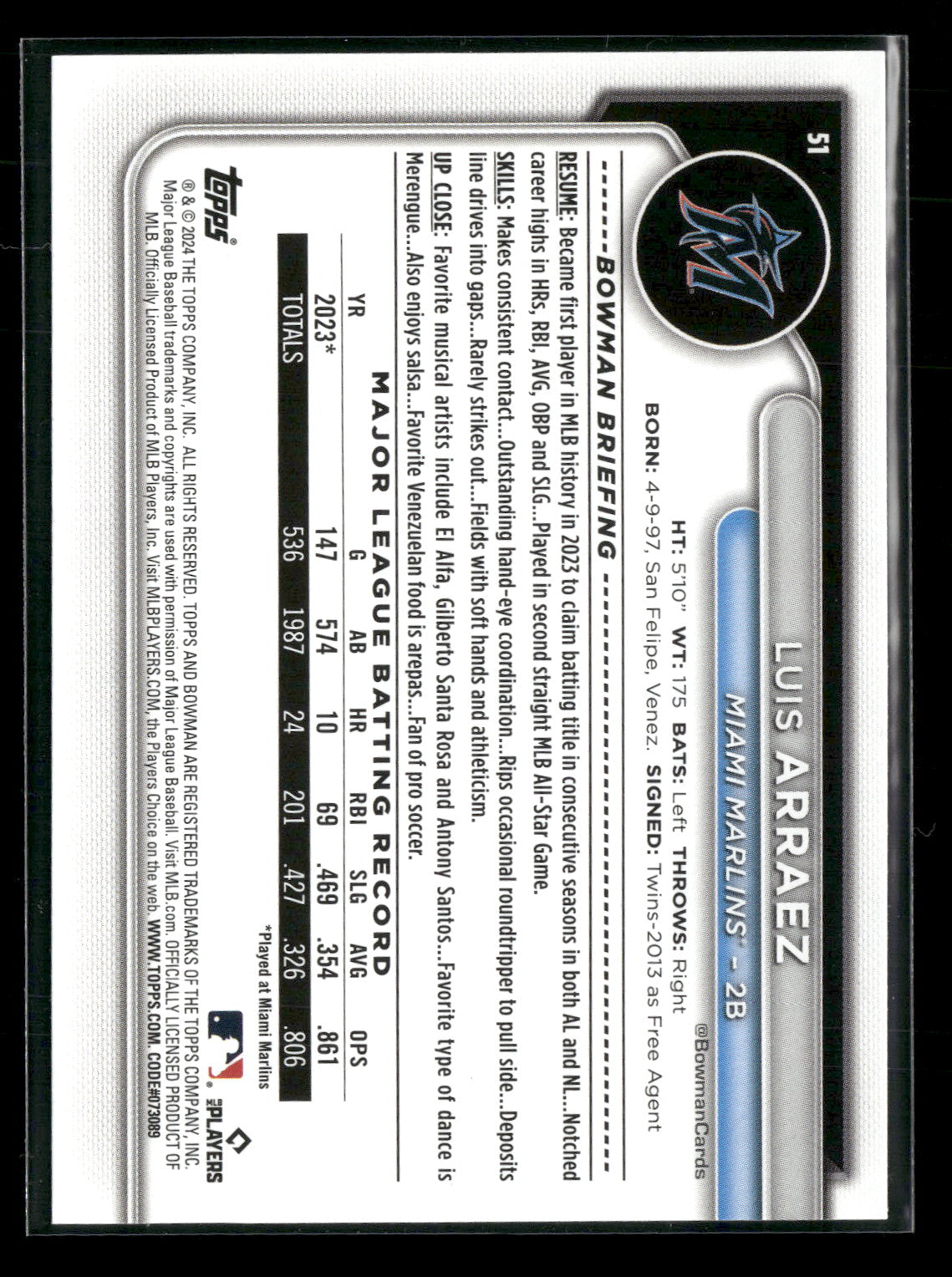 2024 Bowman Luis Arraez #51
