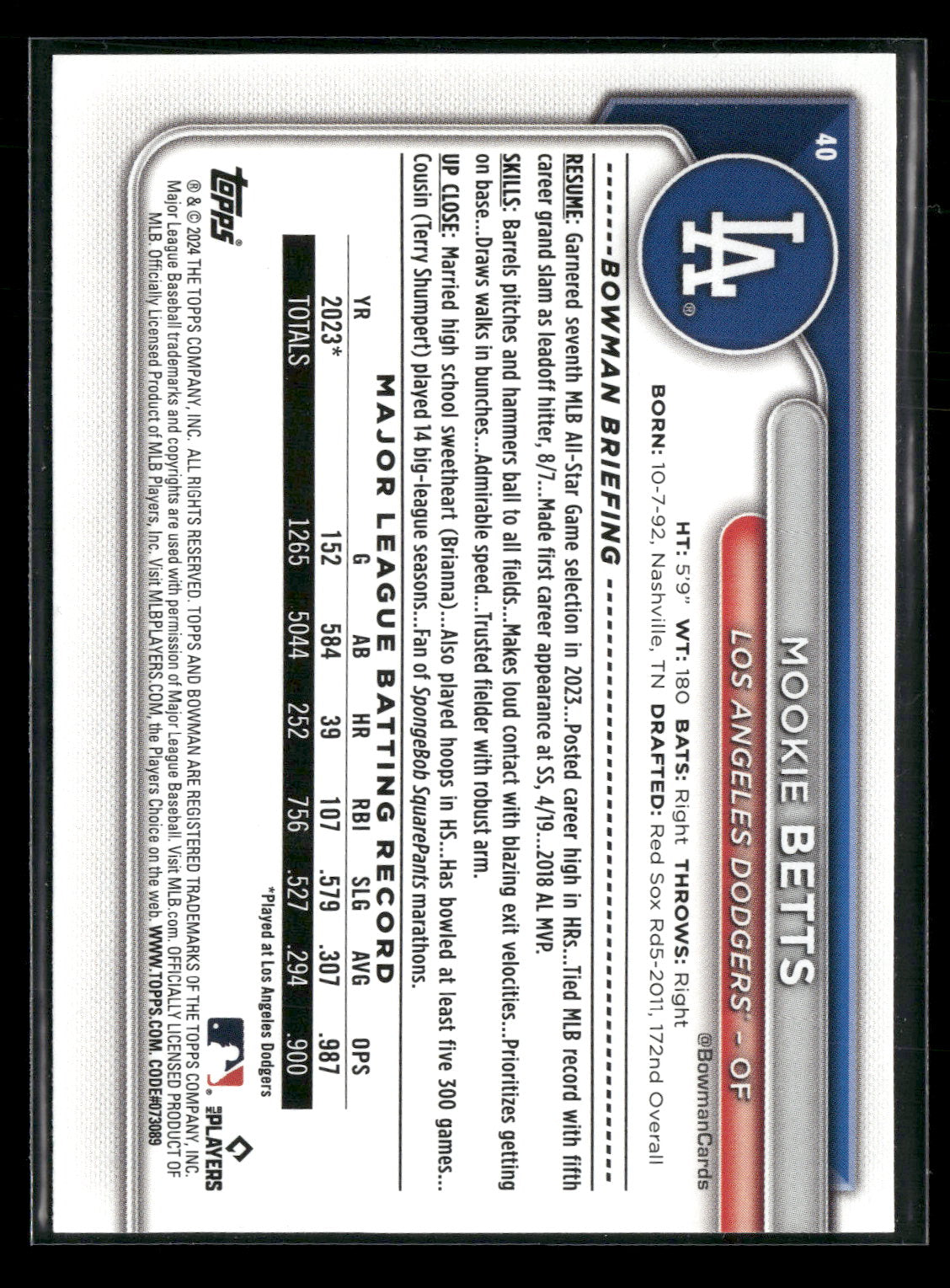 2024 Bowman Mookie Betts #40