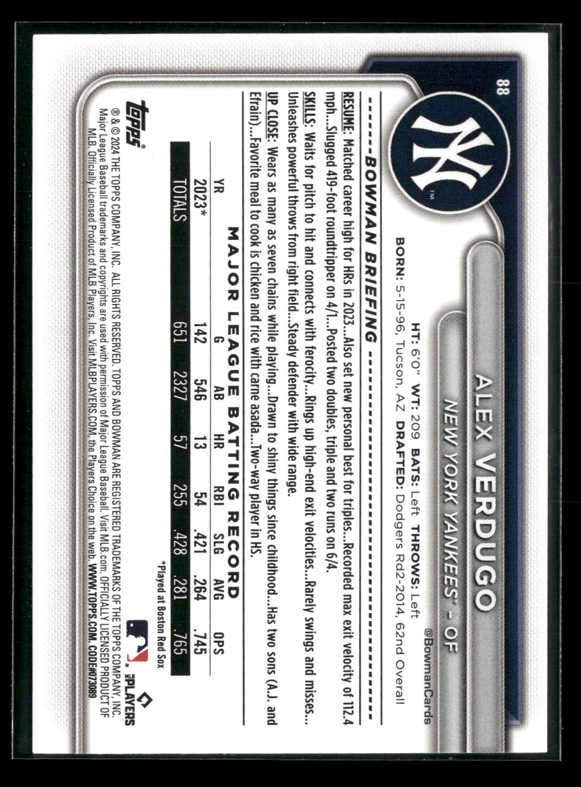 2024 Bowman Alex Verdugo #88