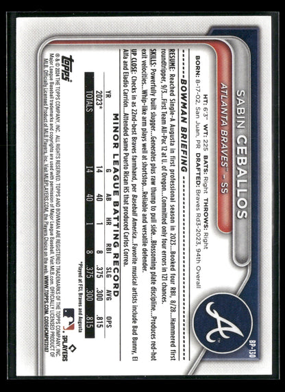 2024 Bowman Sabin Ceballos #BP-130