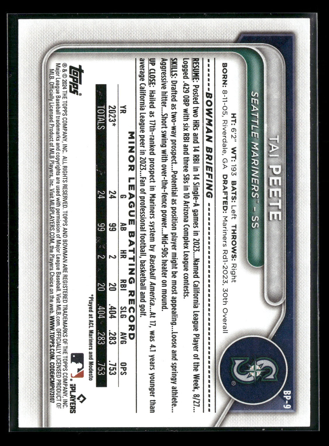 2024 Bowman Tai Peete #BP-9