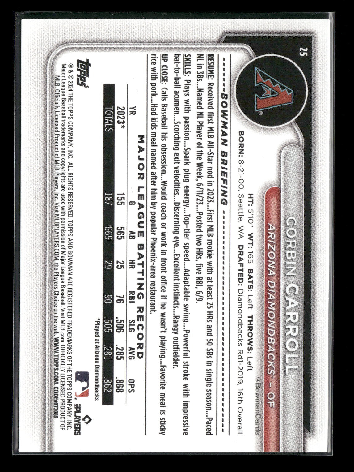 2024 Bowman Corbin Carroll #25