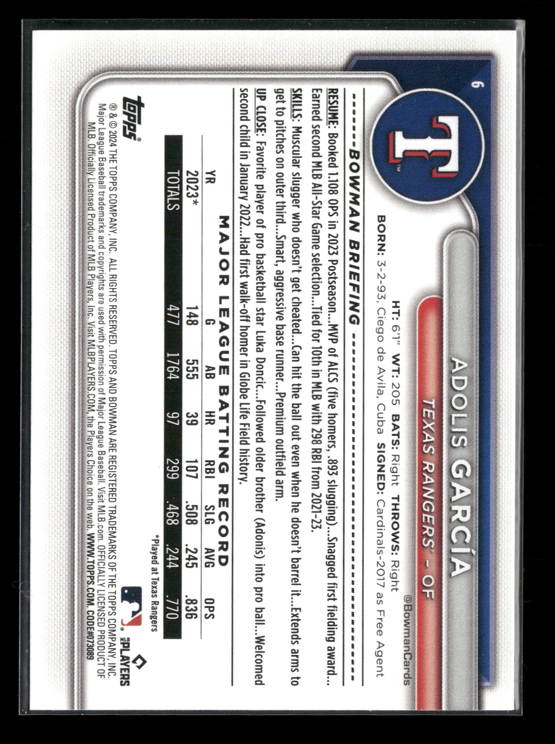 2024 Bowman Adolis García #6