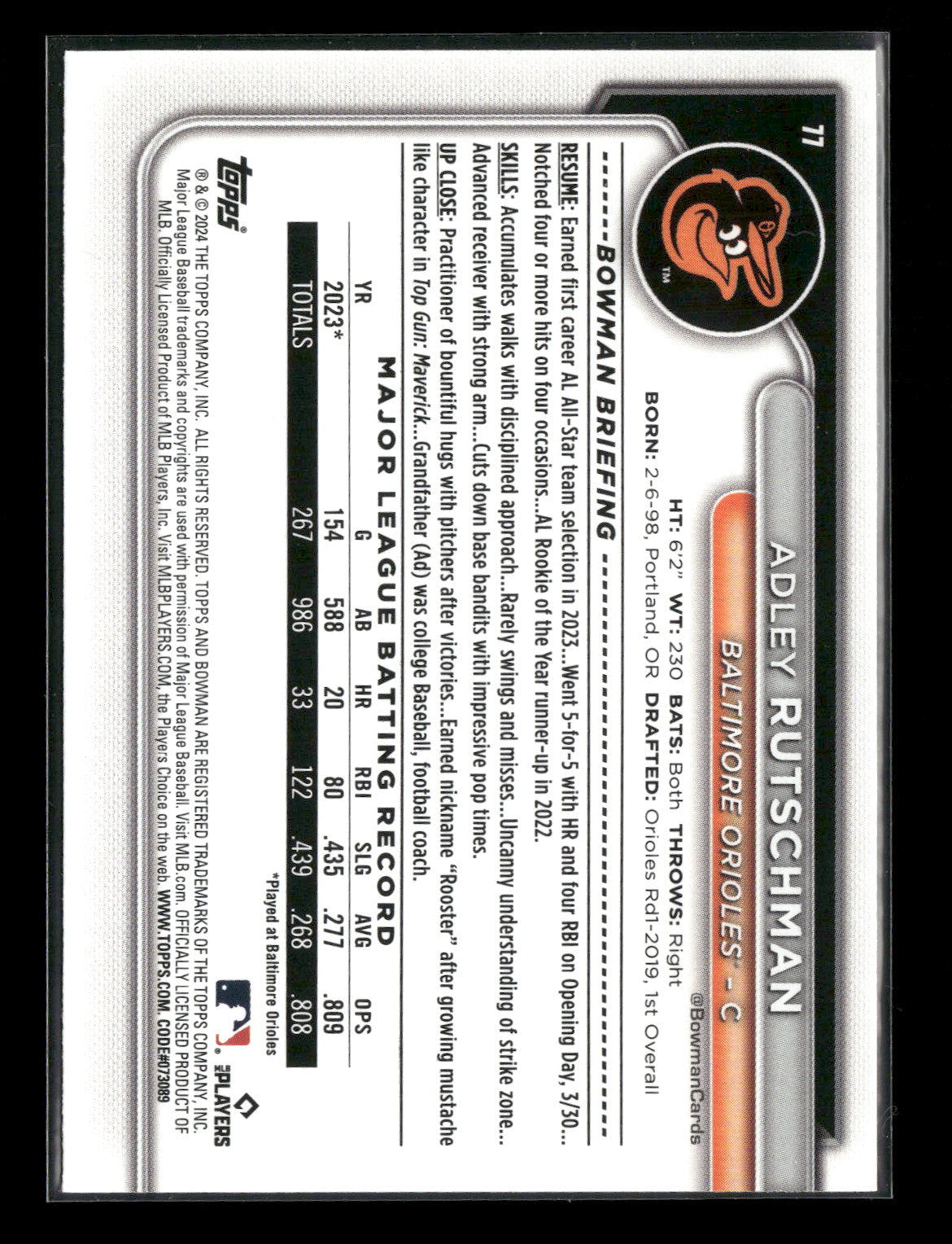 2024 Bowman Adley Rutschman #77