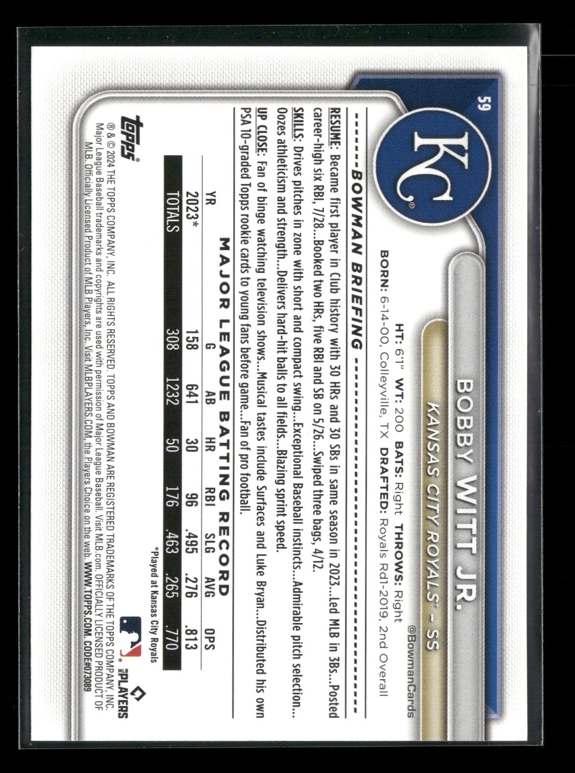 2024 Bowman Bobby Witt Jr. #59