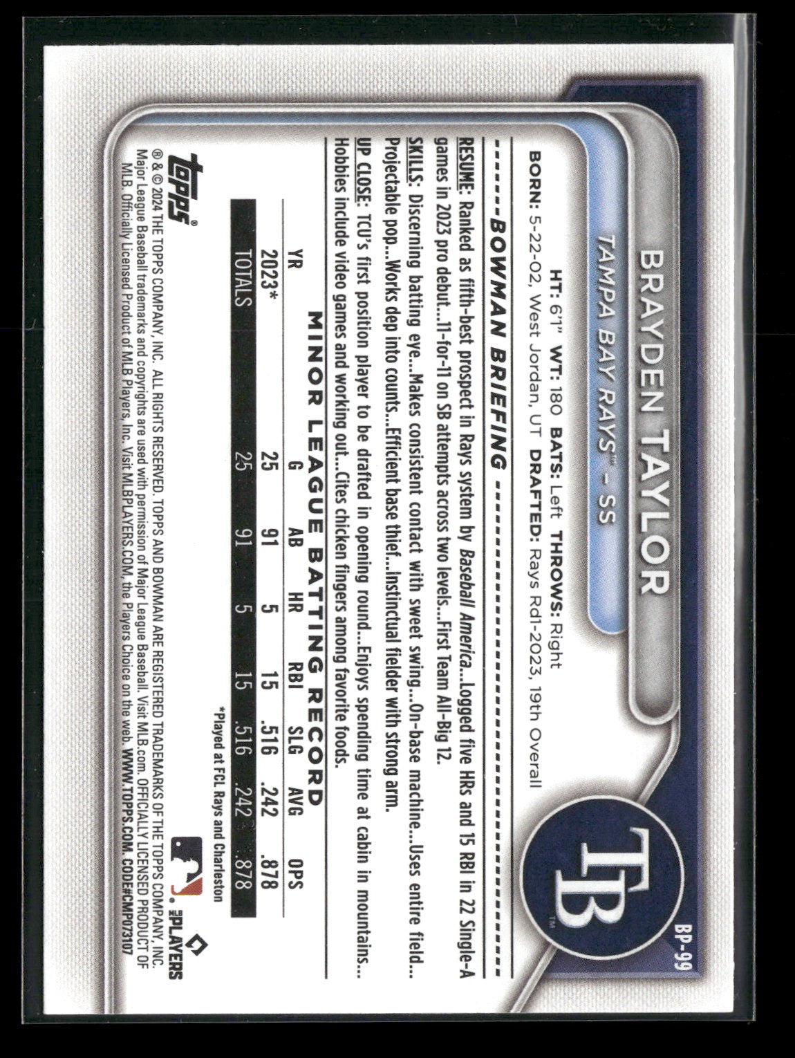 2024 Bowman Brayden Taylor #BP-99