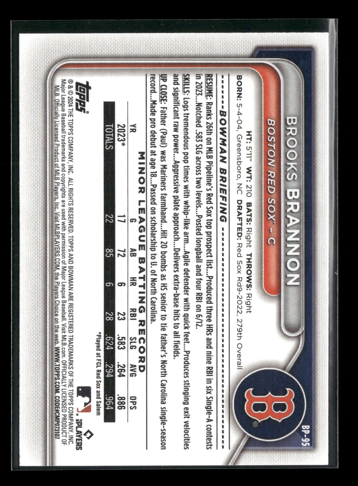 2024 Bowman Brooks Brannon #BP-95